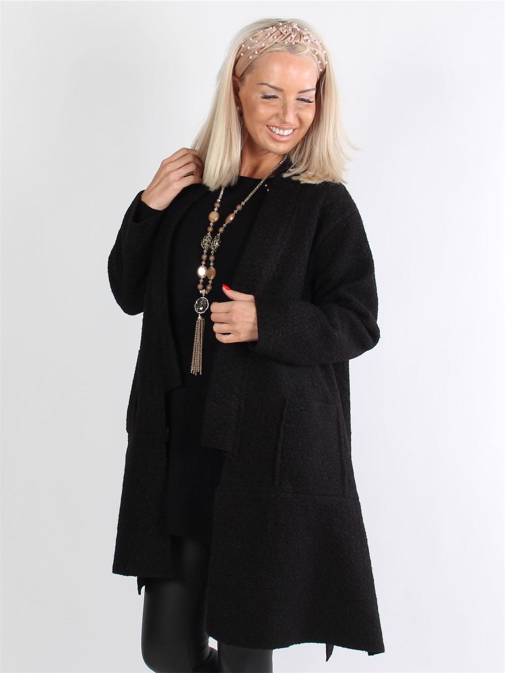 Desia - Sort blød cardigan med lommer